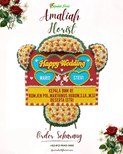 Karangan Papan Bunga Pernikahan di Rambeanak